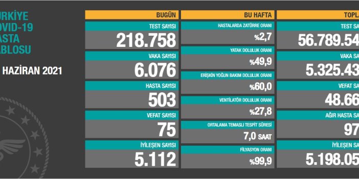 Virüste vaka sayısı 6 bin 76 oldu