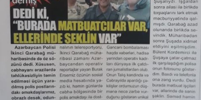 Yeniçağ'ın haberi Azerbaycan Polis Gazetesi’nde de haber oldu