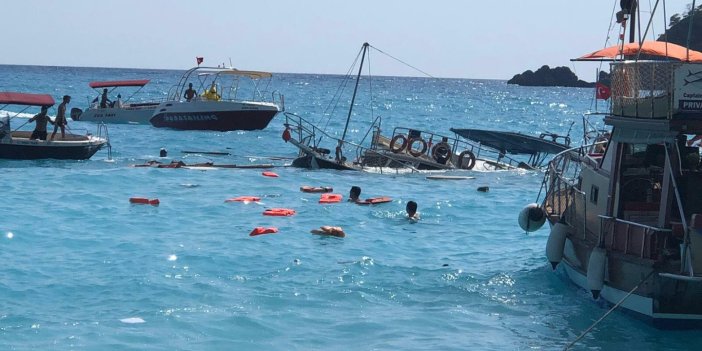Fethiye'de tur teknesi battı. Denizde can pazarı!