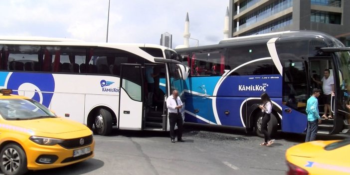 Otogarda iki yolcu otobüsü çarpıştı
