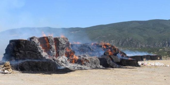 Kastamonu'da 150 ton saman balyası kül oldu