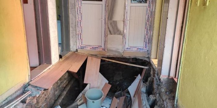 Konya'da bir evin tabanı çöktü. 2 kişi yaralandı