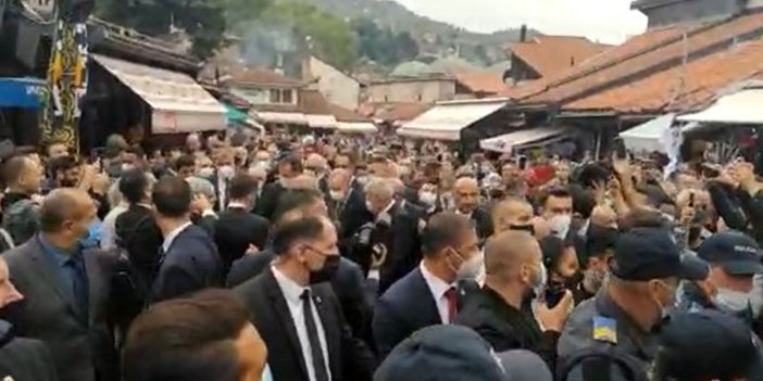 Erdoğan'ı görmek isteyen vatandaşları korumalar itti kaktı. Saraybosna ziyaretinde gerçekleşti