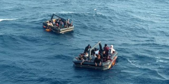 Türk kara sularına itilen kaçak göçmenler kurtarıldı