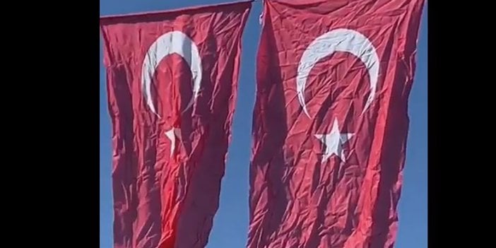 AKP’li belediye buruş buruş Türk bayraklarını 29 Ekim’de astı