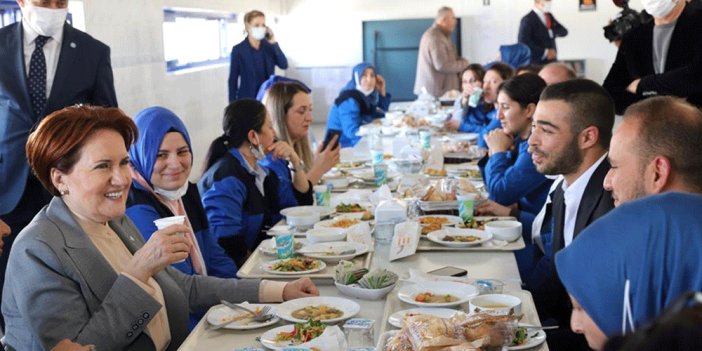 Meral Akşener öğlen yemeğini fabrika işçileriyle birlikte yedi