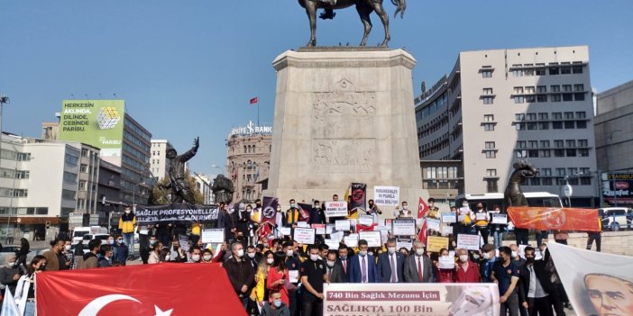 Atama bekleyen sağlıkçılardan Ankara'da eylem