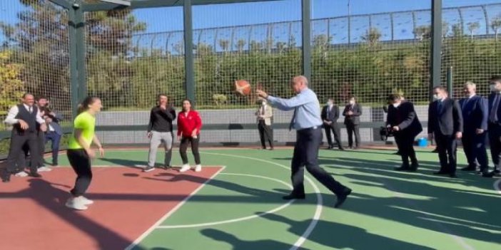 Cumhurbaşkanı Erdoğan basketbol oynadı