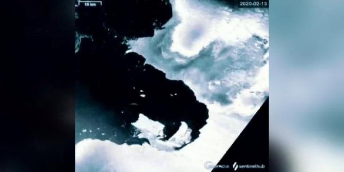 Eriyen buzul uzaydan görüntülendi