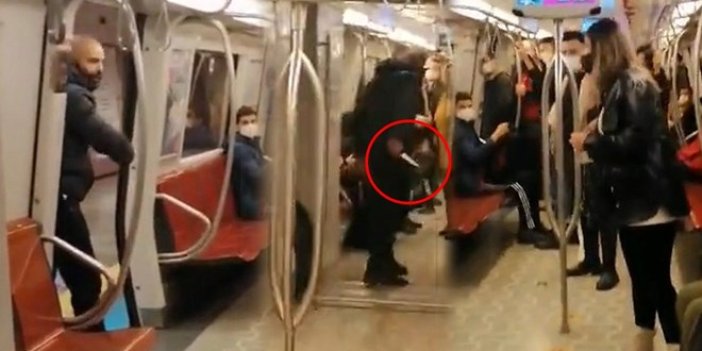 Metroda kadın yolcuyu bıçakla tehdit eden saldırgan evine yapılan baskınla yakalandı
