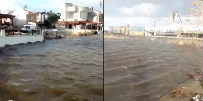 Enez'de deniz taştı, evleri su bastı
