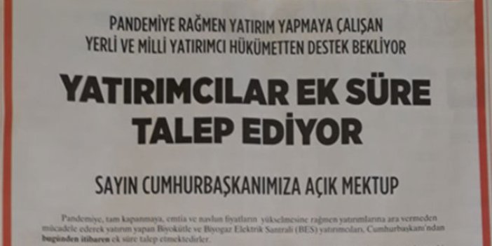 Dolar ve Euro yükselince yerli ve milli yatırımcılar Erdoğan'a mektup yazdı! Sabah Gazetesi tam sayfa yayınladı