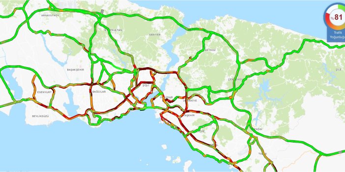 İstanbul'da trafik yoğunluğu yüzde 85'i buldu