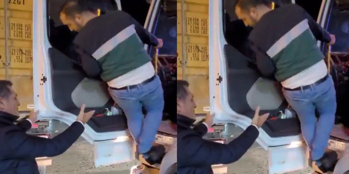 Mustafa Sarıgül ayakkabısını bağlamasına bile izin vermeden sarıldı. TIR şoförüyle videosu sosyal medyada gündem oldu