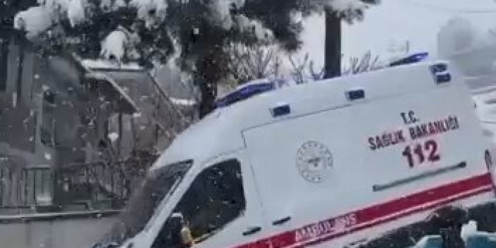 Ambulans şoförünün karla sınavı