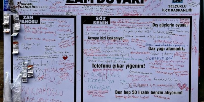 Zam duvarı kuruldu söz millete verildi, AKP’nin oy deposu Konya’da zamlar duvara yazıldı
