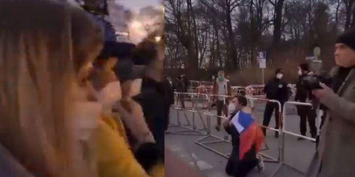 Putin'e çok ağır sözler! Bir Rus, Ukraynalılar önünde diz çöküp özür diledi