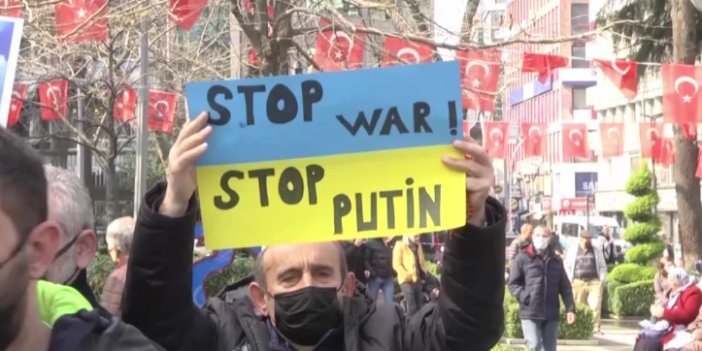 Trabzon'da yaşayan Ukraynalılardan Rusya protestosu