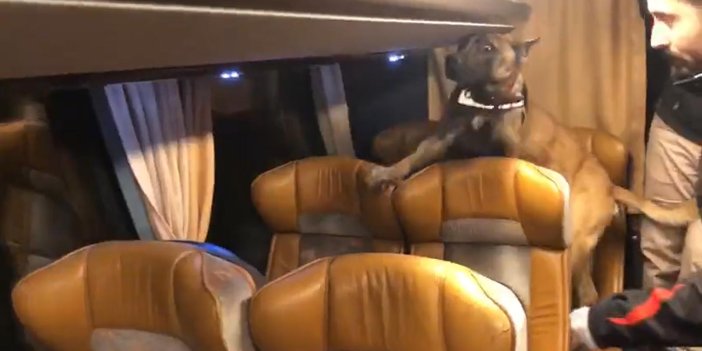 Yolcu otobüsünün tavanına gizlenen 126 kilo eroini narkotik köpeği buldu
