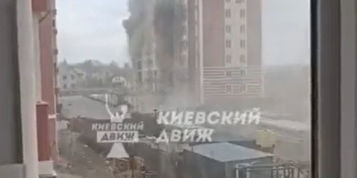 Kiev'in banliyösünde apartman böyle vuruldu