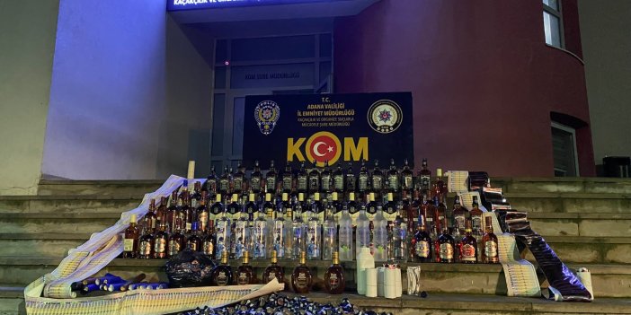 Adana'da 134 şişe sahte içki ve 610 litre etil alkol ele geçirildi