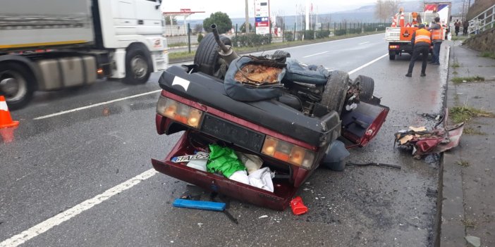 Akçaabat'ta devrilen otomobilin sürücüsü hayatını kaybetti