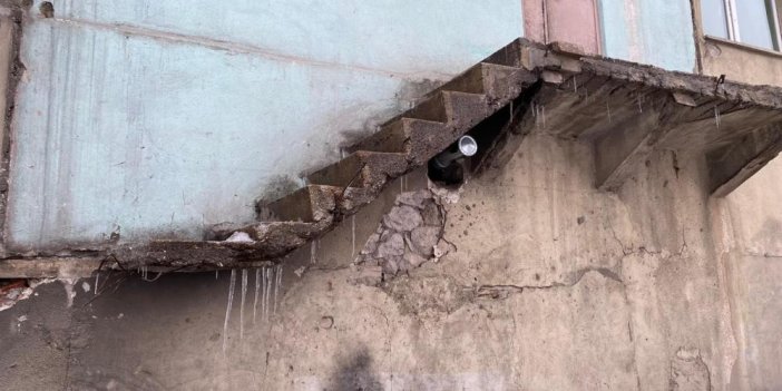 Erzurum’da bir garip olay. Binanın merdivenleri kayboldu