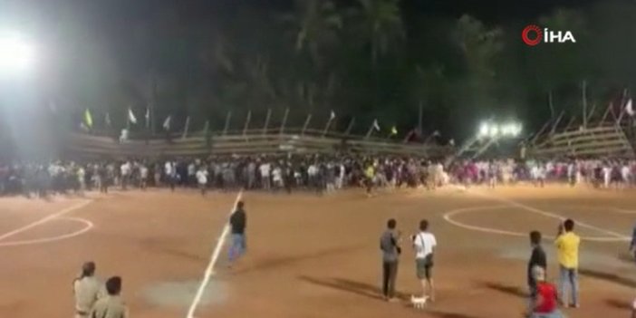 Hindistan'da bir futbol maçında tribün çöktü. Yüzlerce kişi yaralandı. Kameralar saniye saniye kaydetti