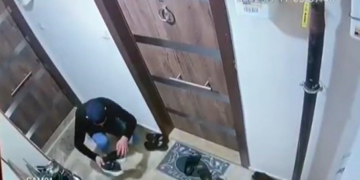 Hırsız dairenin kapısını açamayınca bir çuval ayakkabı çaldı