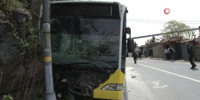 Sürücüsünün direksiyon hakimiyetini kaybettiği İETT otobüsü kayalıklara daldı: 6 yaralı
