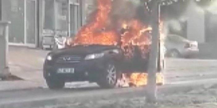 Konya’da cip alev alev yandı sonra patladı