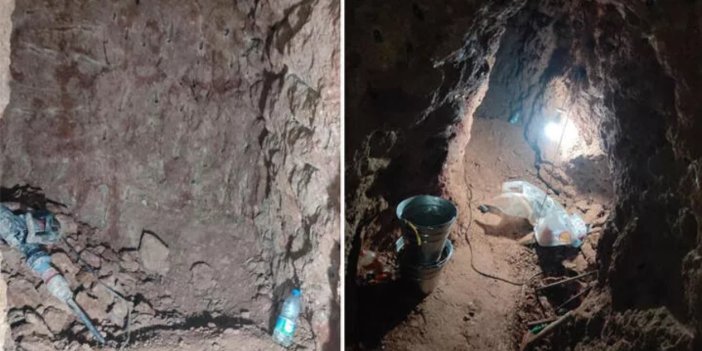 1500 yıllık arkeolojik sit alanında kaçak kazı yapan 5 kişi, 14 metre derinlikteki tünelde yakalandı