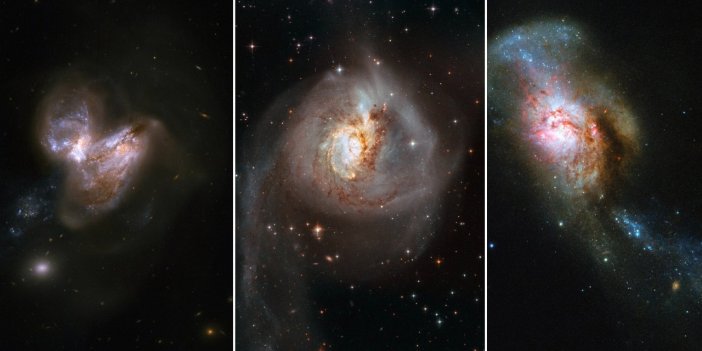 İki galaksi etkileşime girdi. Ortaya muhteşem görüntüler çıktı