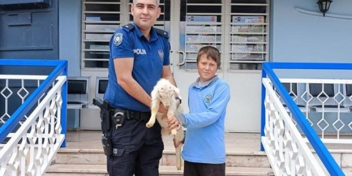 Keçisini kaçıran çocuğu polis sevindirdi