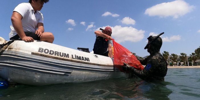 Sahilden geçenler gözlerini alamadı: Denizin dibine daldılar 342 kilo çıkardılar
