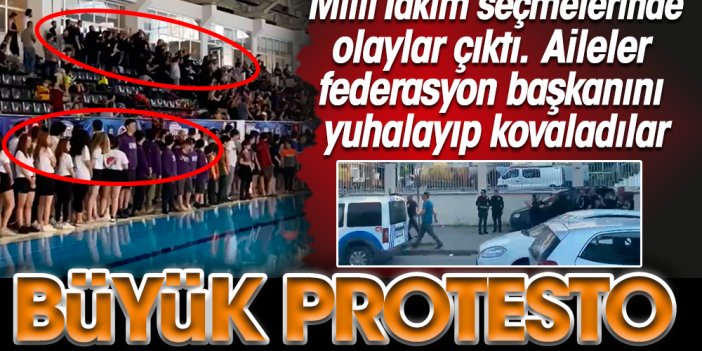 Sualtı Federasyonu Başkanı Oğuz Aydın'ı önce yuhaladılar sonra kovaladılar. Havuzda büyük protesto