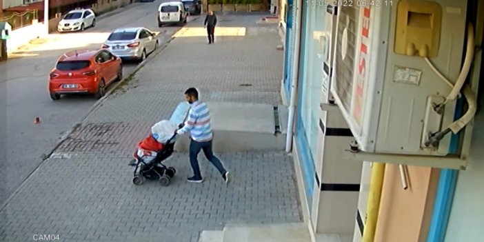 Bebek arabalı hırsız güvenlik kamerasına yakalandı