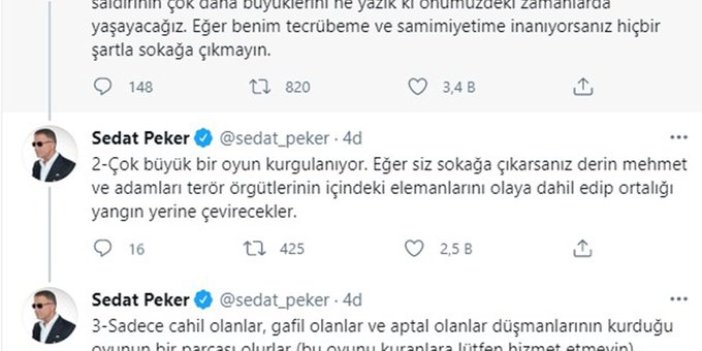 Sedat Peker'in bu tweetleri yeniden elden ele dolaşmaya başladı | Tekrar retweet etti