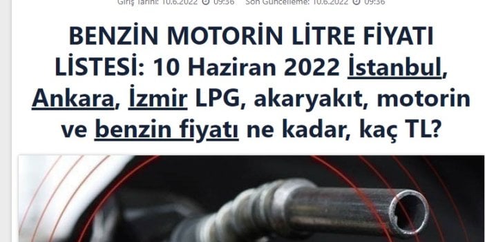 Akaryakıt fiyatlarına her gün gelen zamları görmeyen Sabah Gazetesi Almanya'daki artışı haber yaptı