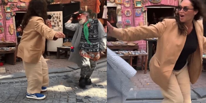 Hülya Avşar Balat sokaklarında 'Kozmik Dede' ile karşılıklı göbek attı!