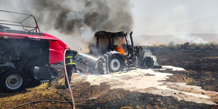 50 dönümlük buğday tarlası alev alev yandı