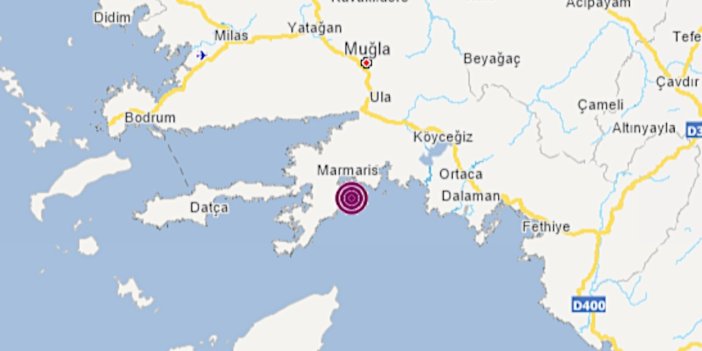 Marmaris'te 3,9 büyüklüğünde deprem