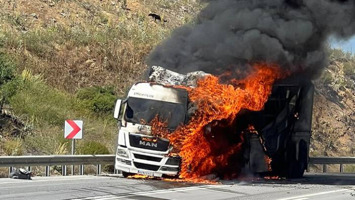 Seyir halindeki TIR alev alev yandı (22 Haziran 2022)