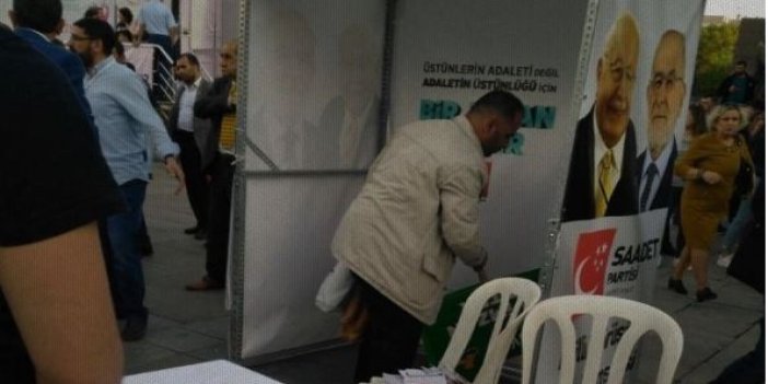 AKP’li belediye başkan yardımcısı Kasım Bulan ve adamlarından Saadet Partisi standına saldırı
