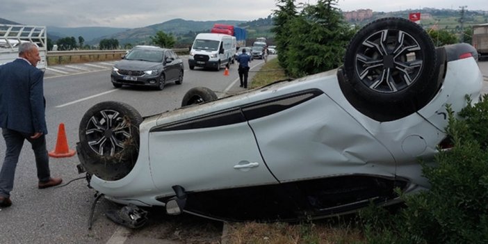 Samsun'da otomobil takla attı: 2 yaralı