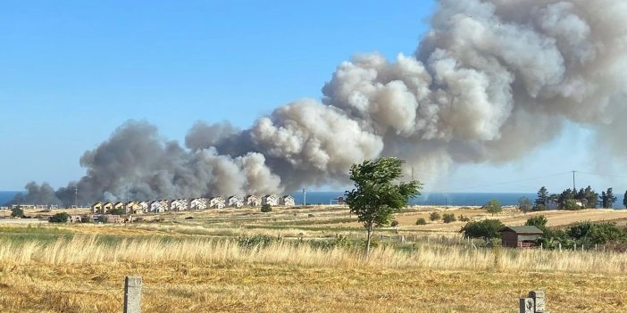 Silivri’de 150 dönümlük buğday tarlası alev alev yandı