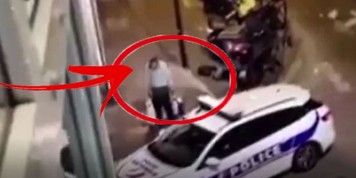 Fransız polisinden insafsız saldırı. Kaldırımda bekleyen adama gaz yaşartıcı gaz boca etti