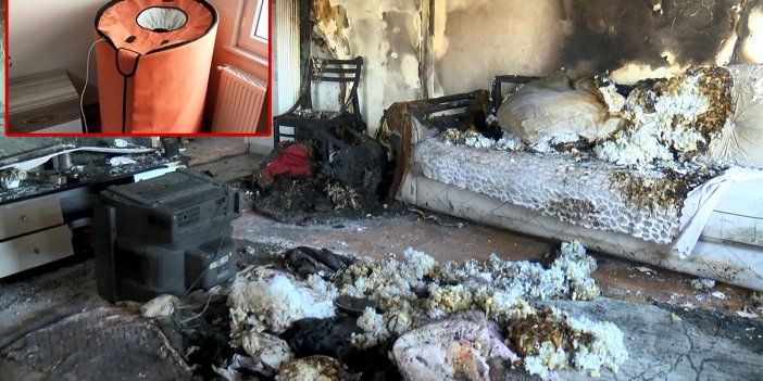 'Portatif saunadan' çıktığı iddia edilen yangın daireyi kül etti