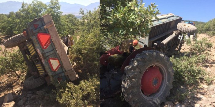 Kontrolden çıkan traktör şarampole devrildi: 2 yaralı