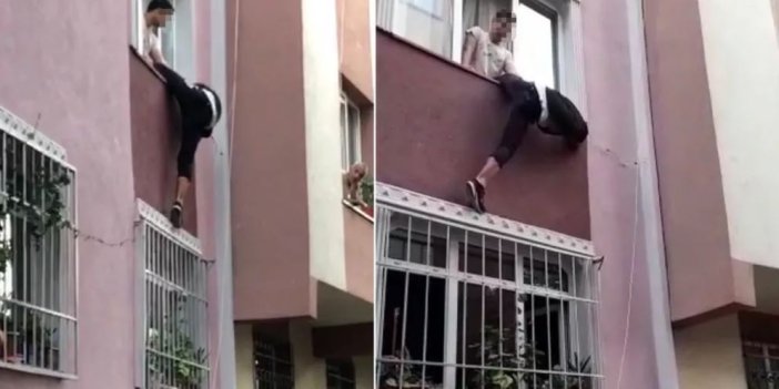 Beyoğlu'nda kaçmaya çalışan hırsızı son anda ensesinden yakaladı. 15 dakika pencereden sarkıttı